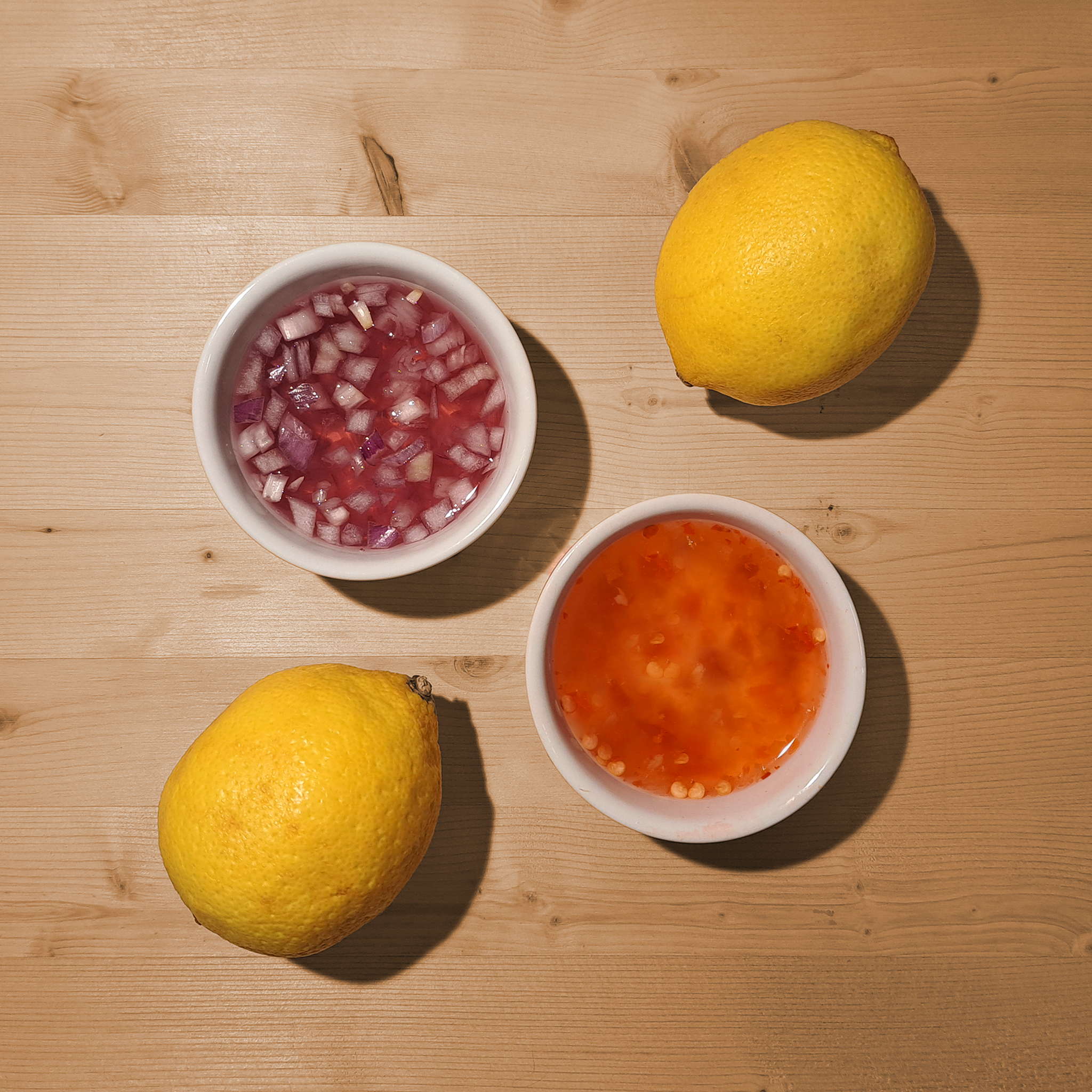 Homemade Classic Shallot & Thai Chili Mignonette Duo with 2 Lemons